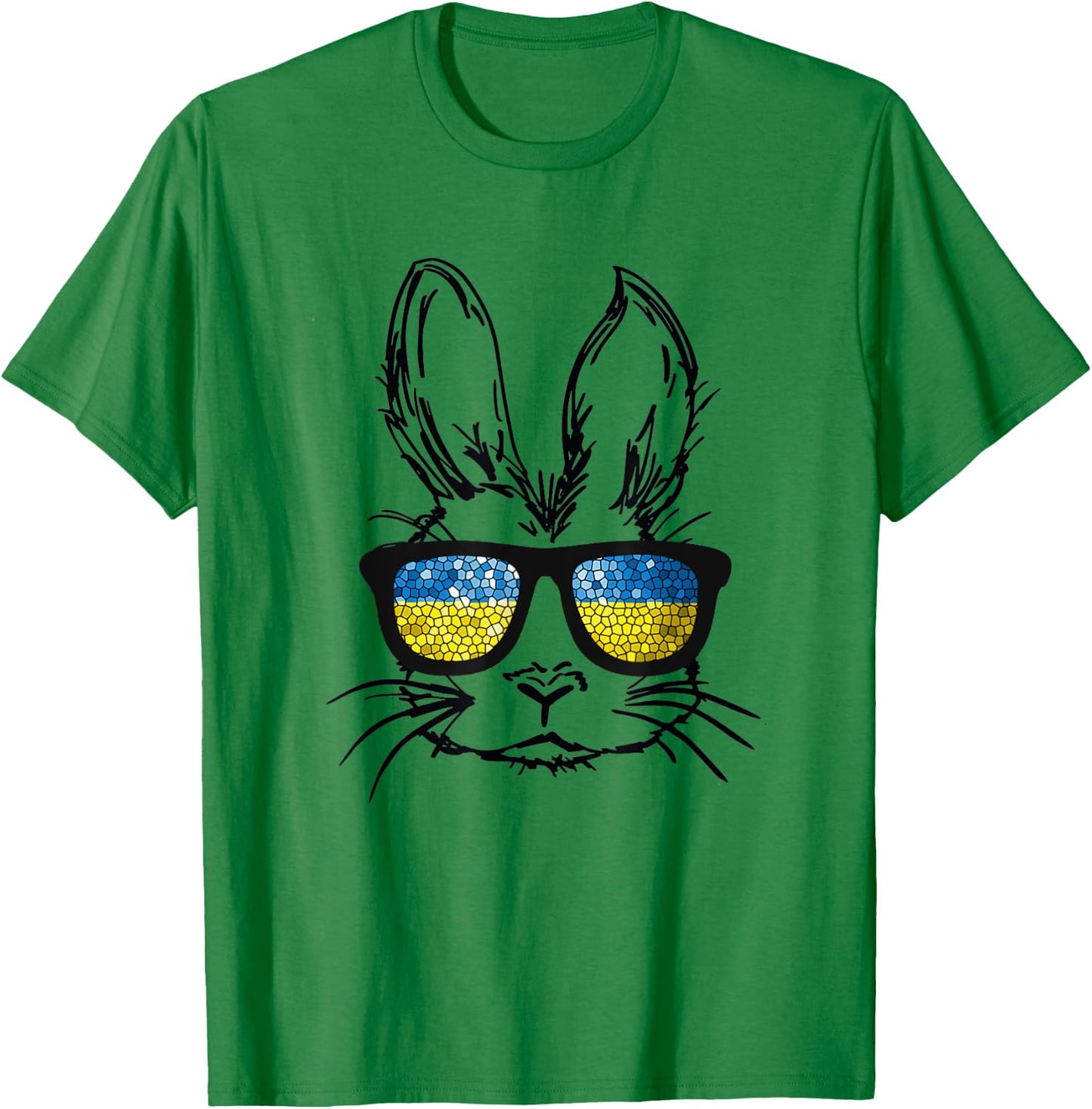 Cute Bunny Face Wearing Glasses Ukraine Flag Easter Day T-Shirt - T-Shirt | Irish Green