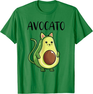 Avocado Cat Women Men Vegetarian Vegan Cat Avocato T-Shirt - T-Shirt | Irish Green