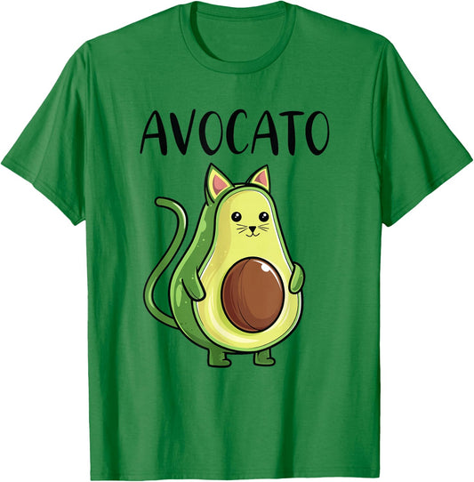 Avocado Cat Women Men Vegetarian Vegan Cat Avocato T-Shirt - T-Shirt | Irish Green