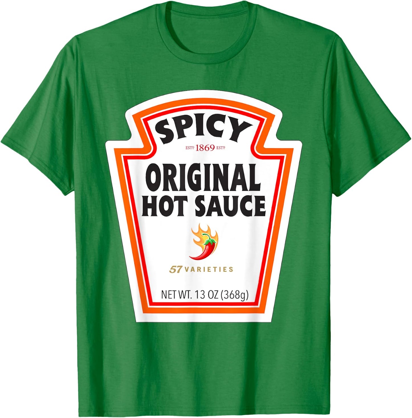 Halloween Matching Costume Spicy Chili Sauce Bottle Label T-Shirt - T-Shirt | Irish Green