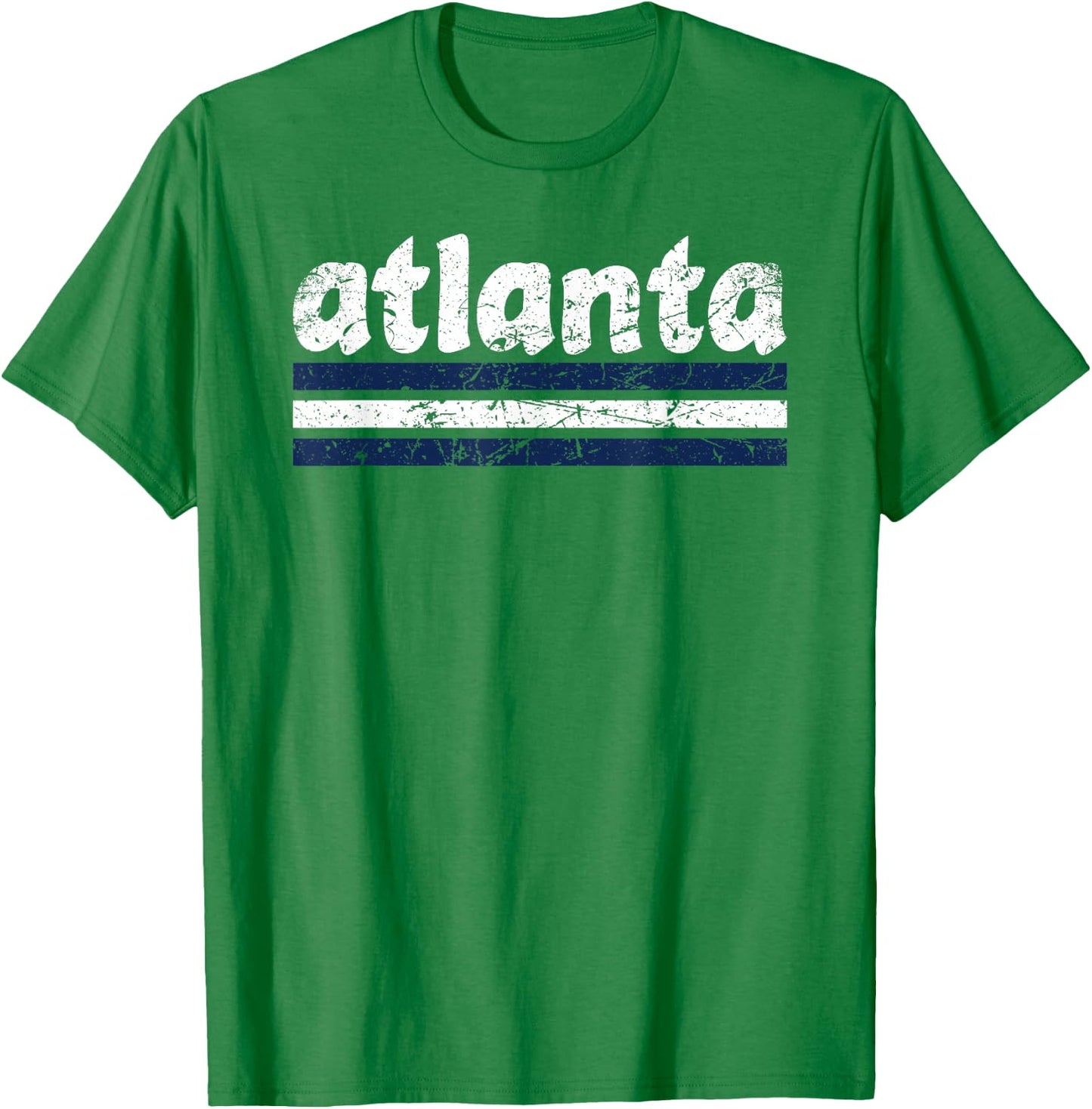 Atlanta Georgia Three Stripe Vintage Weathered T-Shirt - T-Shirt | Irish Green