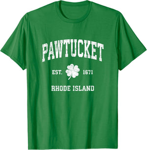 Pawtucket Rhode Island Vintage Shamrock Sports T-Shirt - T-Shirt | Irish Green