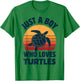 Turtle Just A Boy Who Loves Turtles Reptiles Retro Vintage T-Shirt - T-Shirt | Irish Green