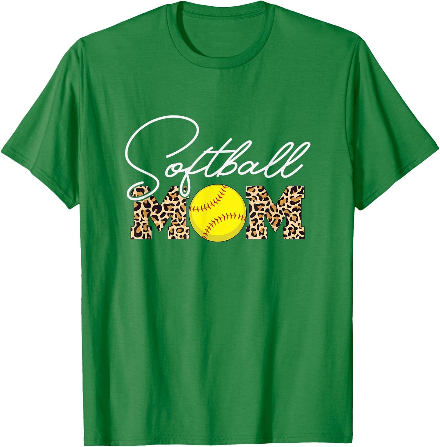 Softball Mom - Leopard Print - Light Blue T-Shirt - T-Shirt | Irish Green