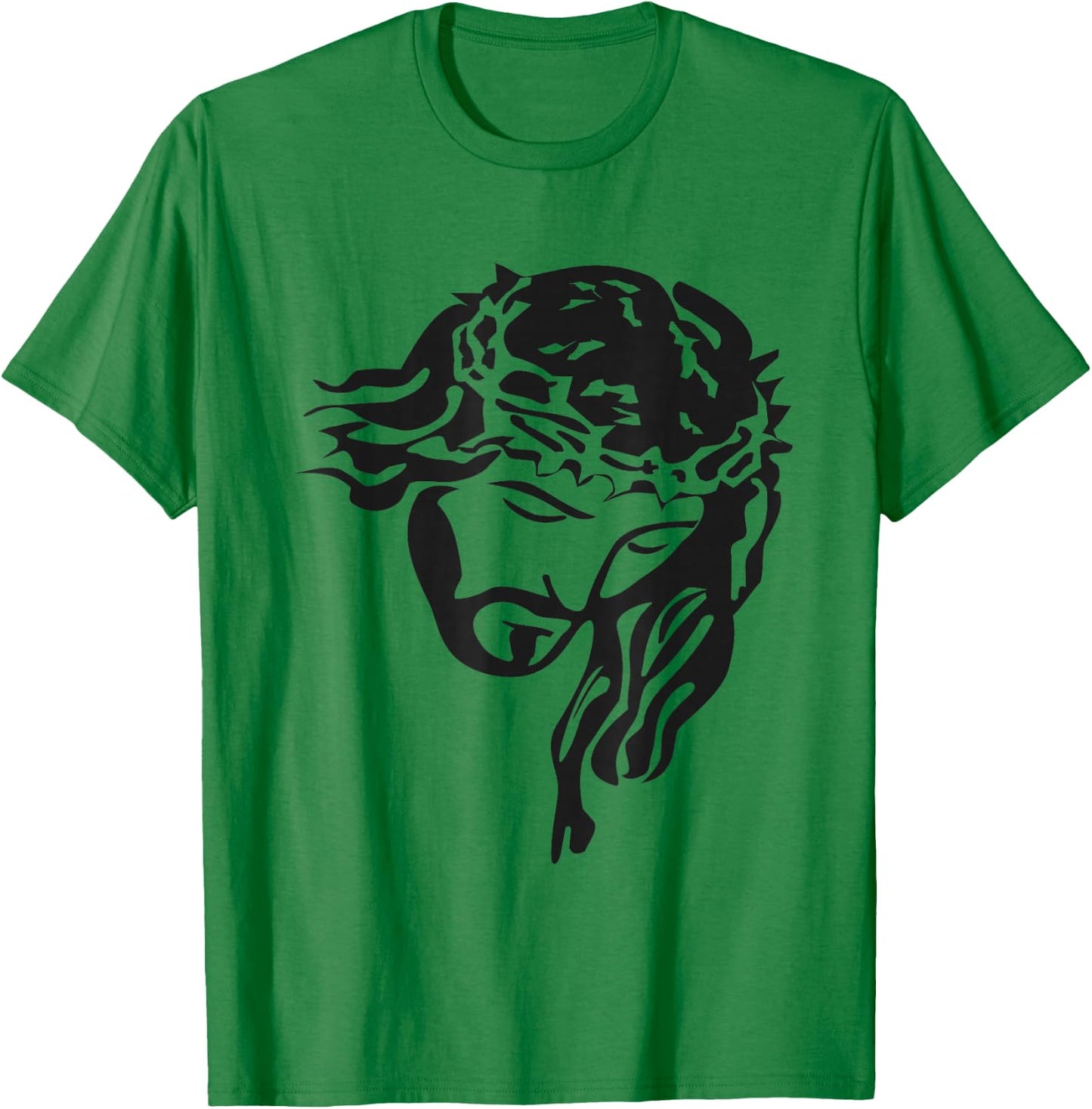 Face of Jesus Christ w/ Crown of Thorns (Christian ) T-Shirt - T-Shirt | Irish Green