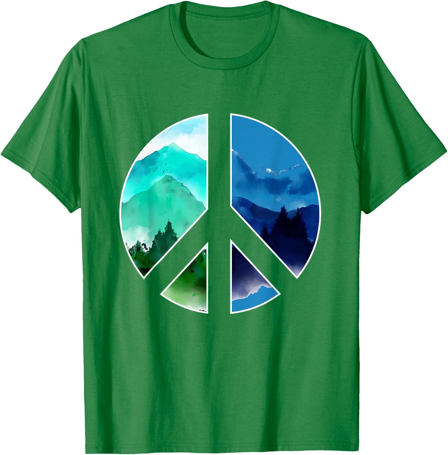 Outdoor Mountains Wildlife Peace Sign Nature T-Shirt - T-Shirt | Irish Green