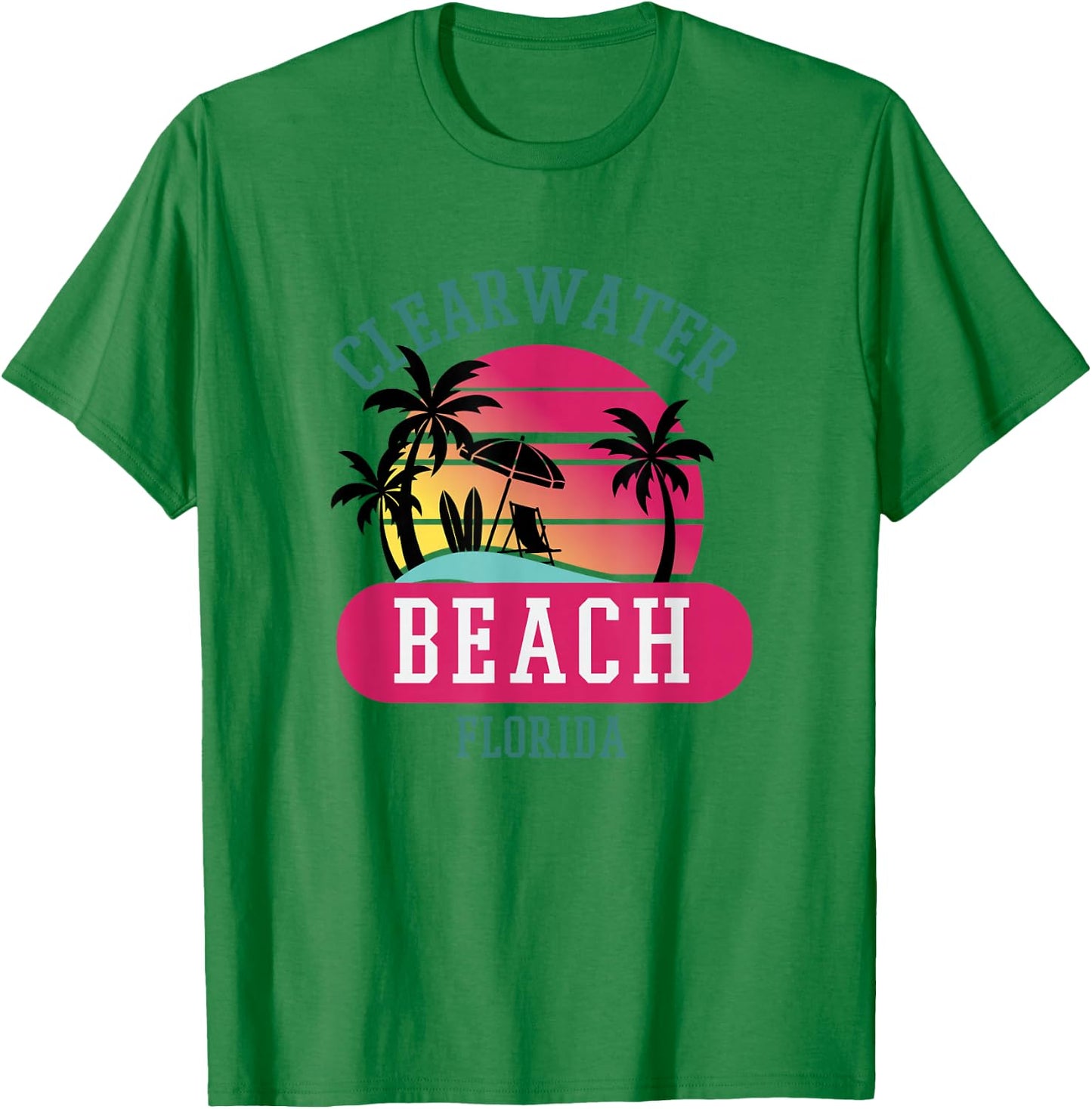 Retro Cool Clearwater Beach Original Florida Beaches Novelty T-Shirt - T-Shirt | Irish Green