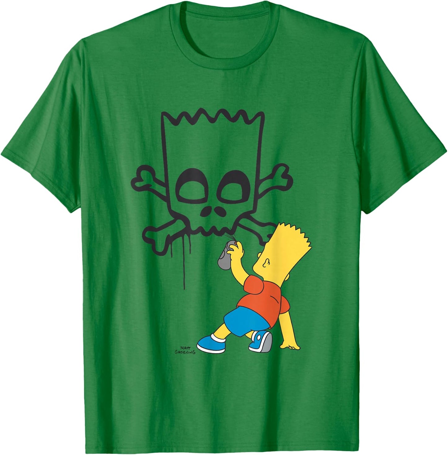 The Simpsons Bart Spray Paint Skull Graffiti T-Shirt - T-Shirt | Irish Green