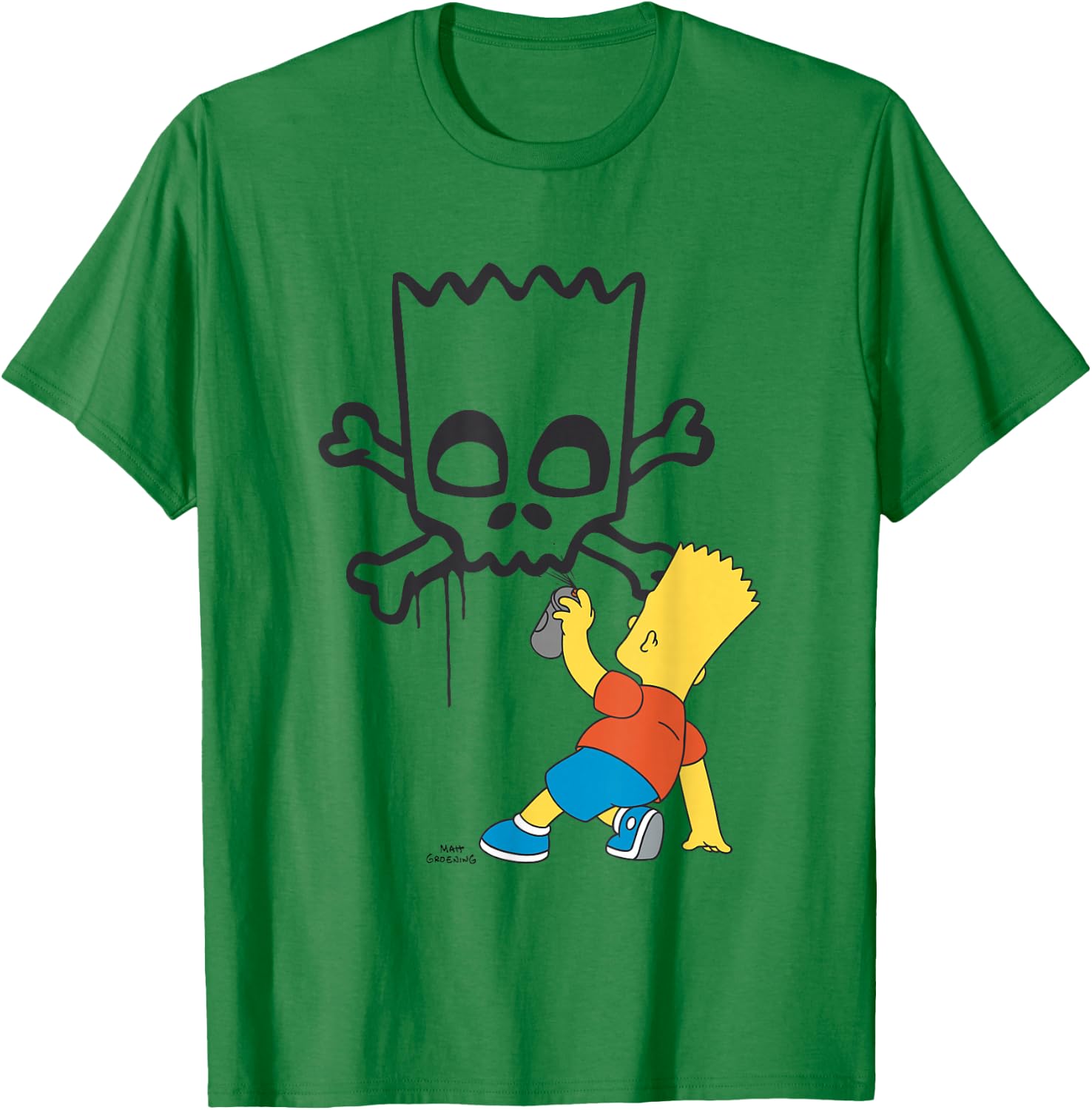 The Simpsons Bart Spray Paint Skull Graffiti T-Shirt - T-Shirt | Irish Green