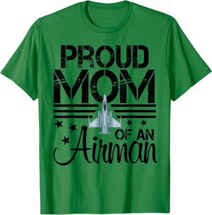 Proud Mom of An Airman Jet Plane Pilot T-Shirt - T-Shirt | Irish Green