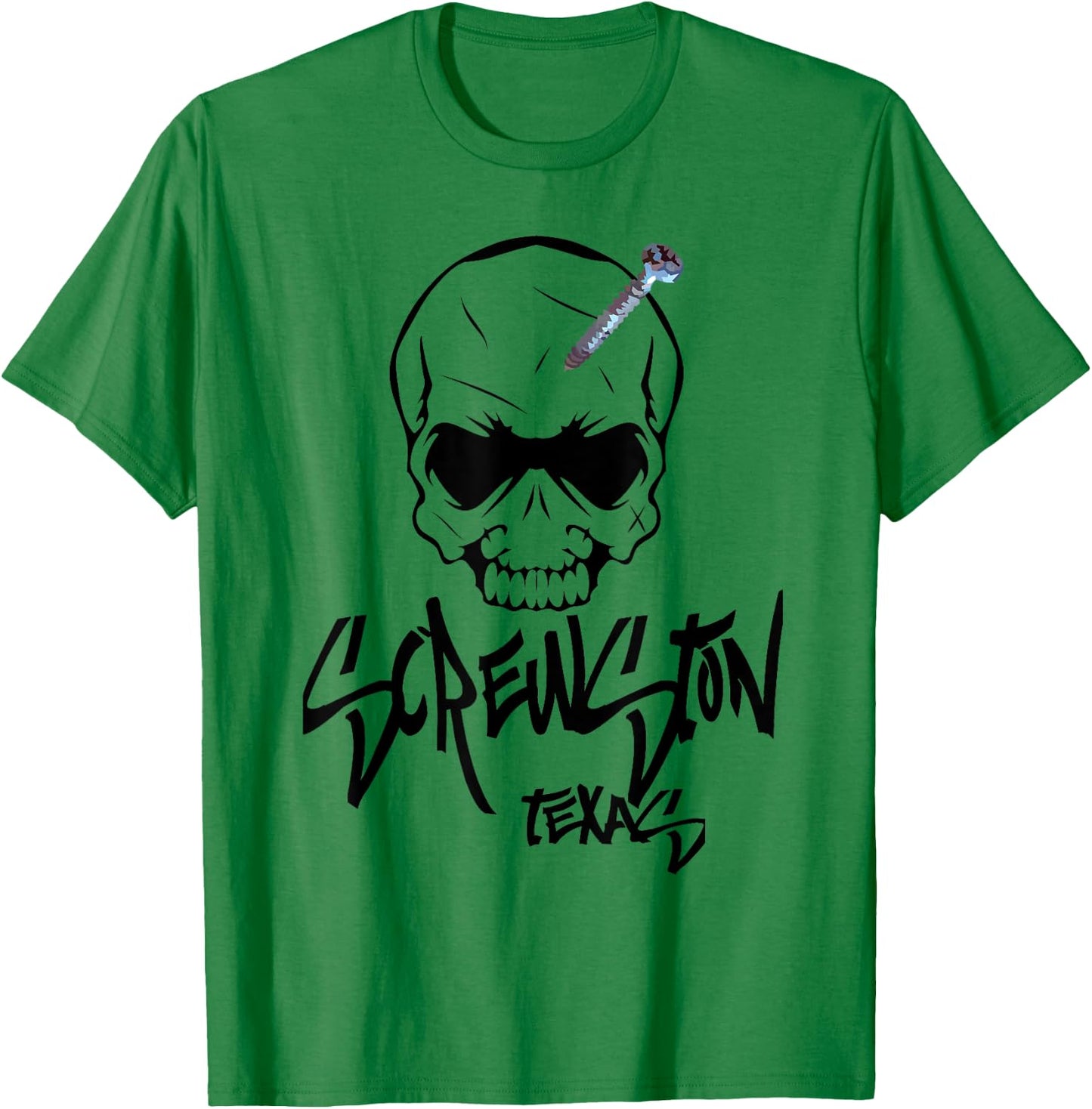 Screwston Texas | Screwhead Skeleton Skull T-Shirt - T-Shirt | Irish Green