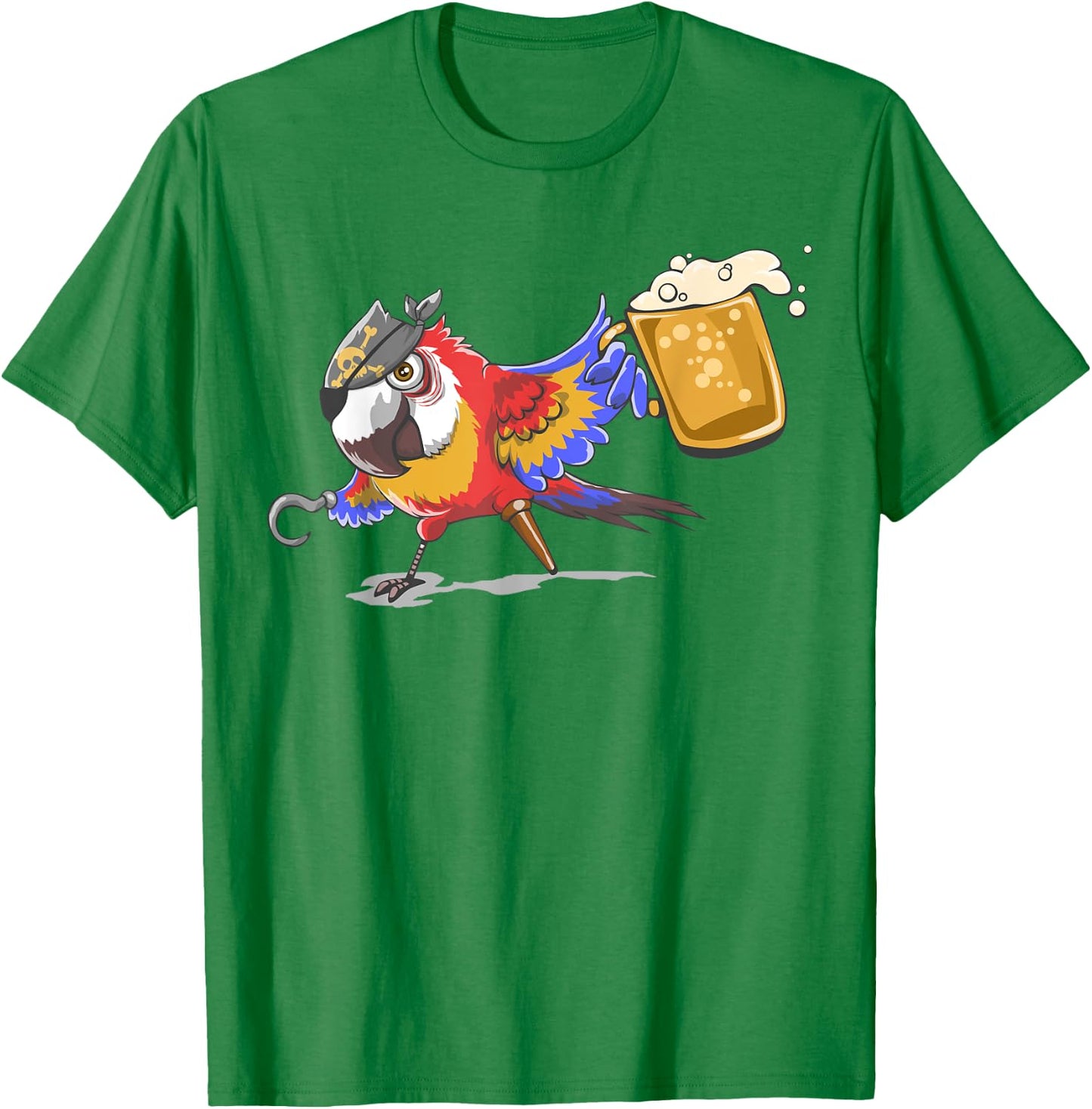 Beer Drinking Pirate Parrot , Gasparilla Party Gift T-Shirt - T-Shirt | Irish Green