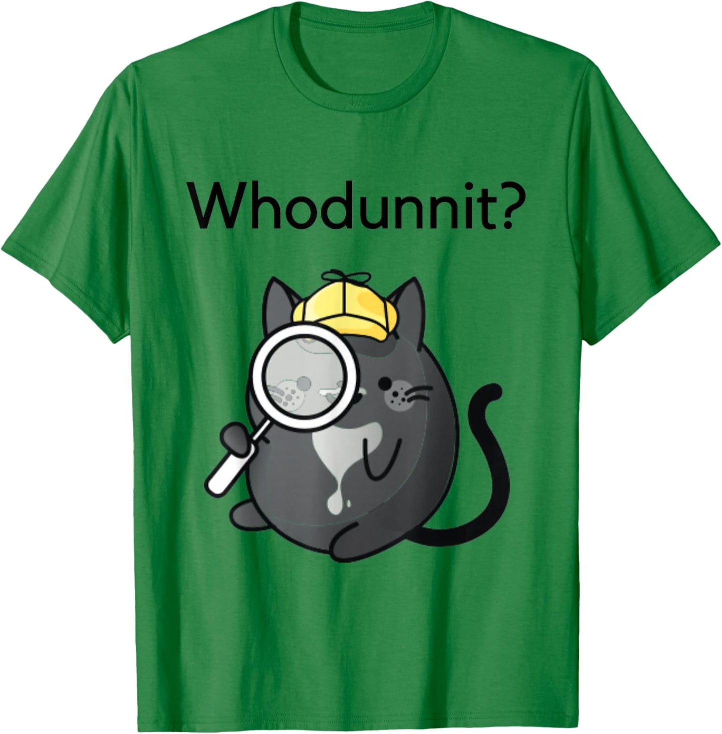 Cosy Crime Whodunnit? Cute Cozy Cat Mystery Sleuth Detective T-Shirt - T-Shirt | Irish Green