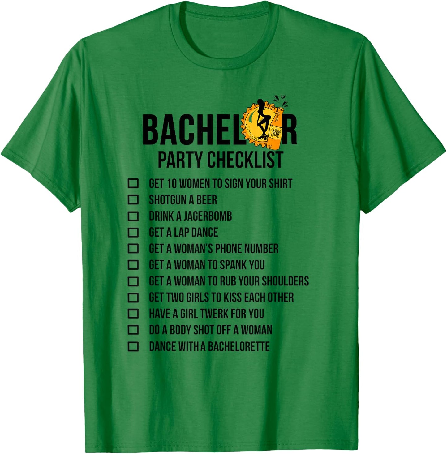 Bachelor Party Checklist Shirt - Getting Married T-Shirt - T-Shirt | Irish Green