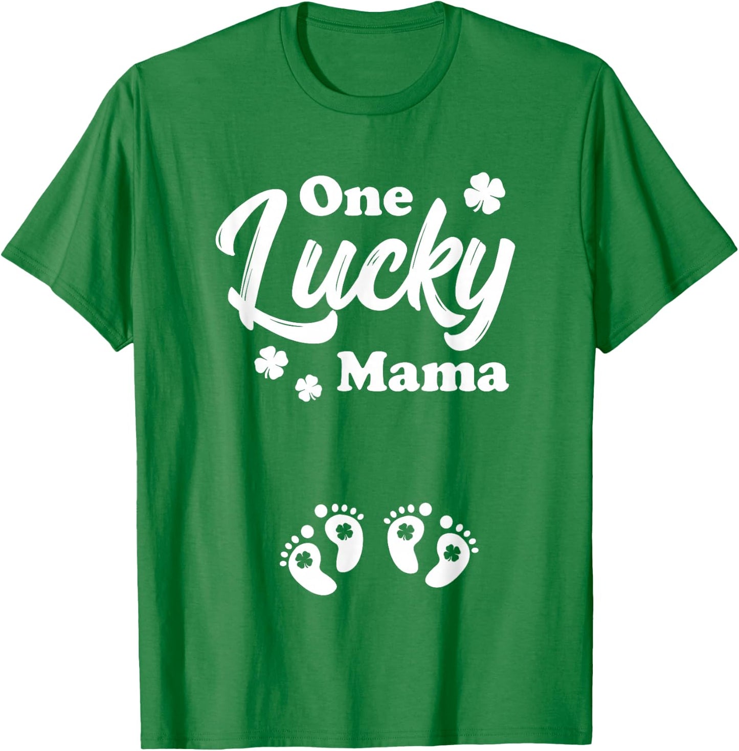 One Lucky Mama Shirt Mom of Twins St Patrick's Pregnancy T-Shirt - T-Shirt | Irish Green