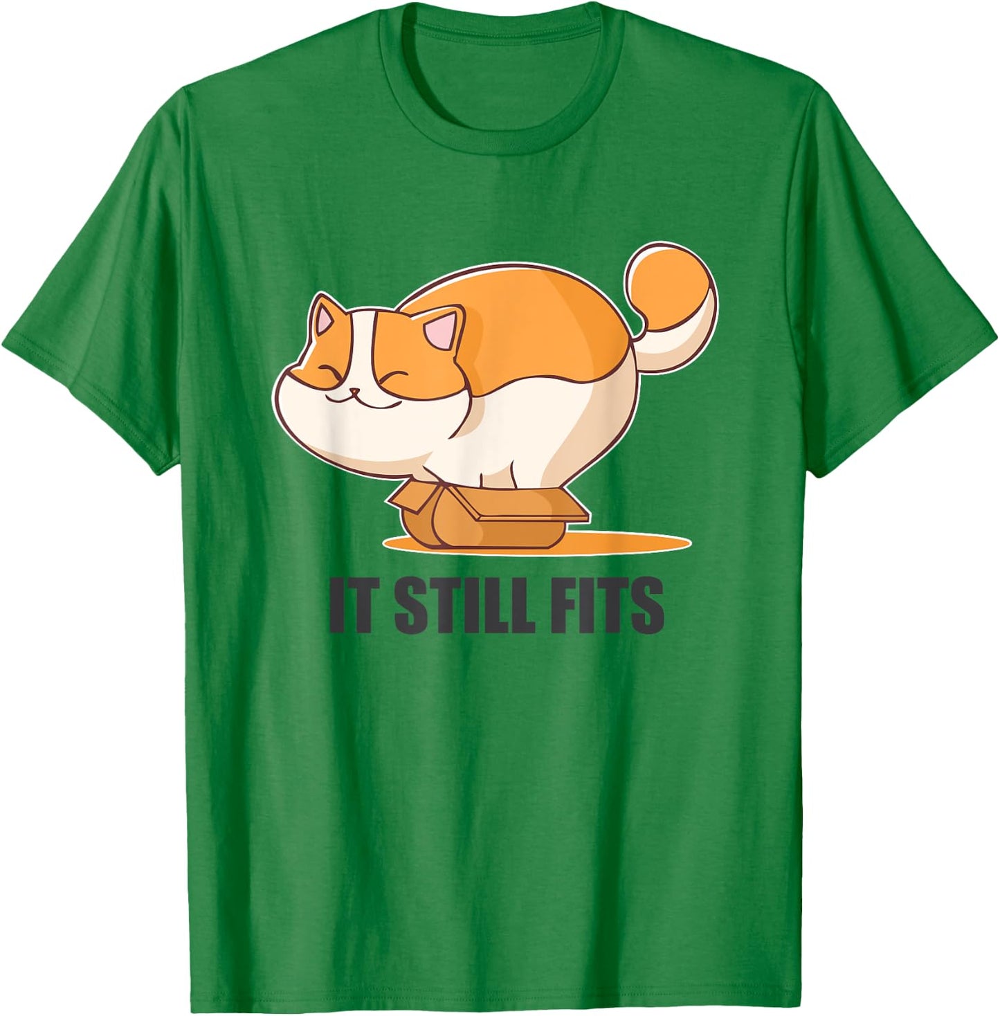 Cat In A Box Funny Fluffy Cat It Still Fits Shirt T-Shirt - T-Shirt | Irish Green
