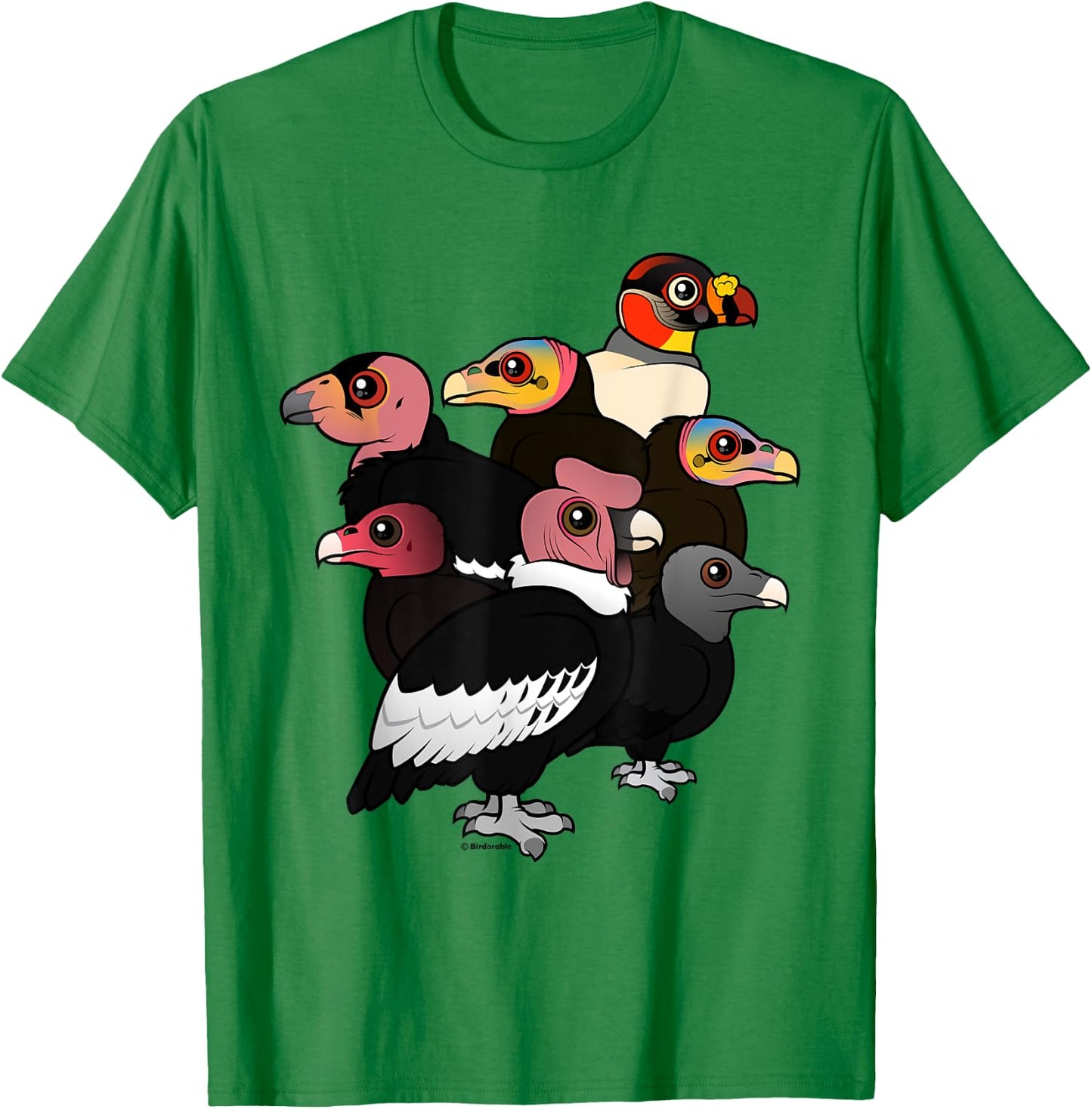 New World Vultures and Condors Cartoon Birdorable T-Shirt - T-Shirt | Irish Green