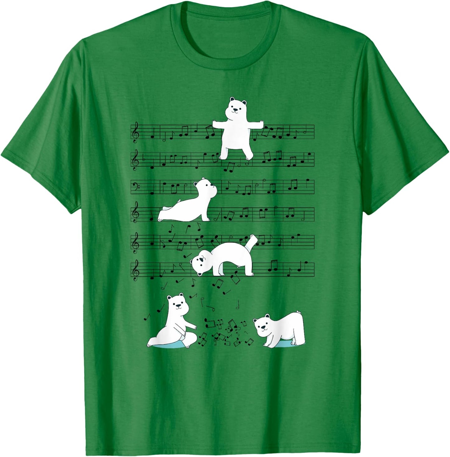 Funny Polar Bear music yoga Playing Music Note T-Shirt - T-Shirt | Irish Green