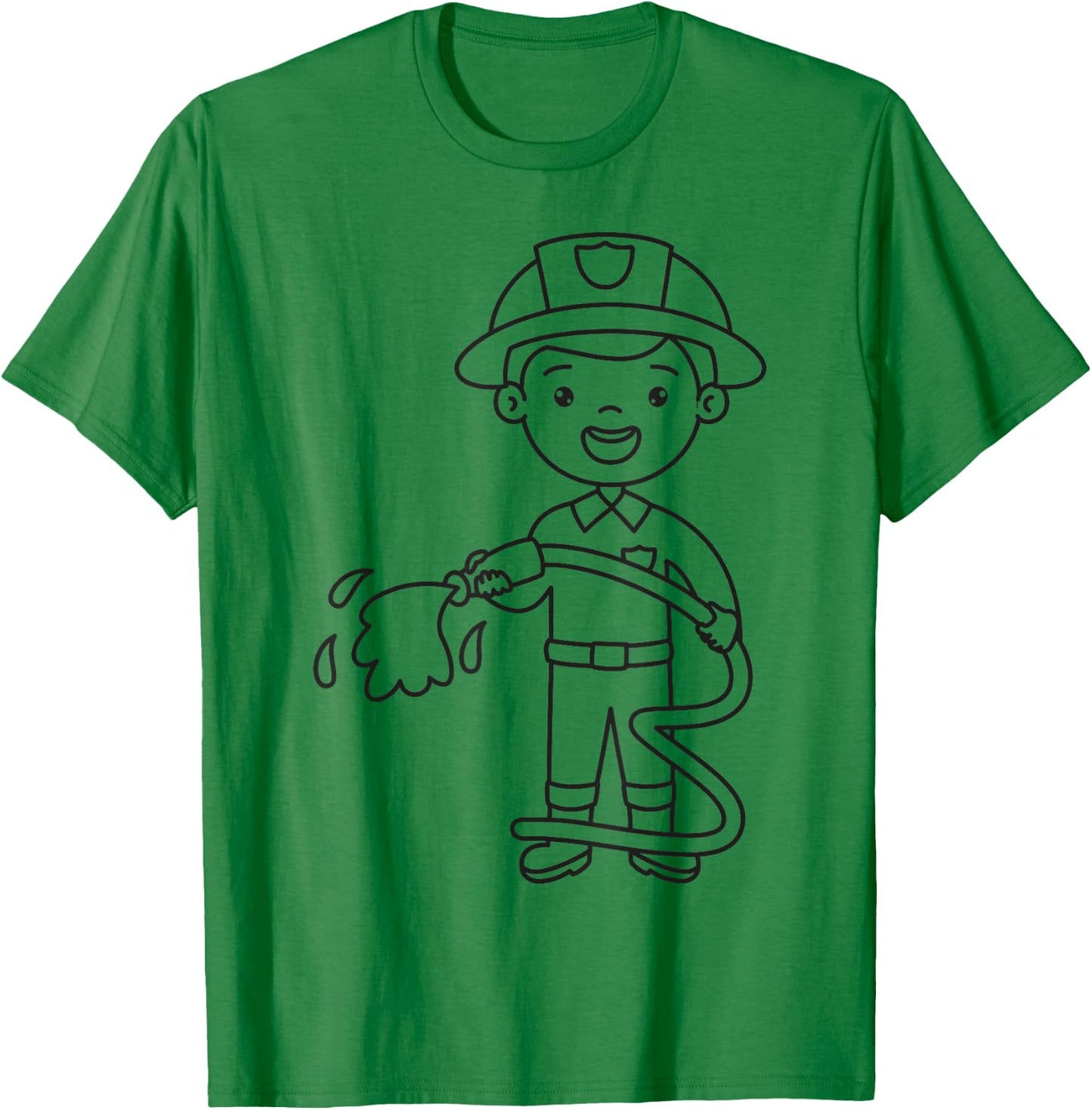Fireman to paint & color for kids Firefighter T-Shirt - T-Shirt | Irish Green
