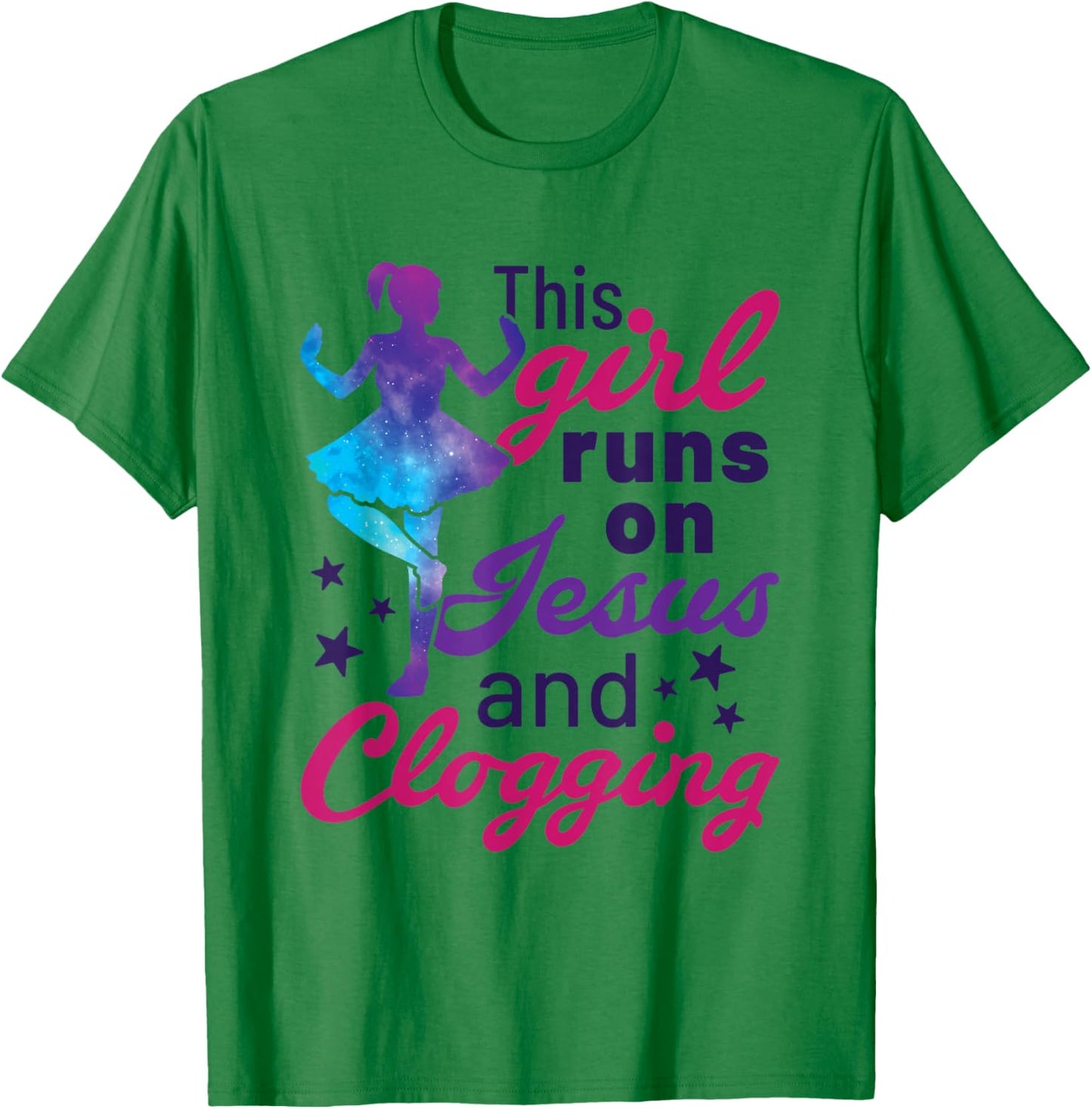 This Girl Runs on Jesus and Clogging Clogs Cute Folk Dance T-Shirt - T-Shirt | Irish Green