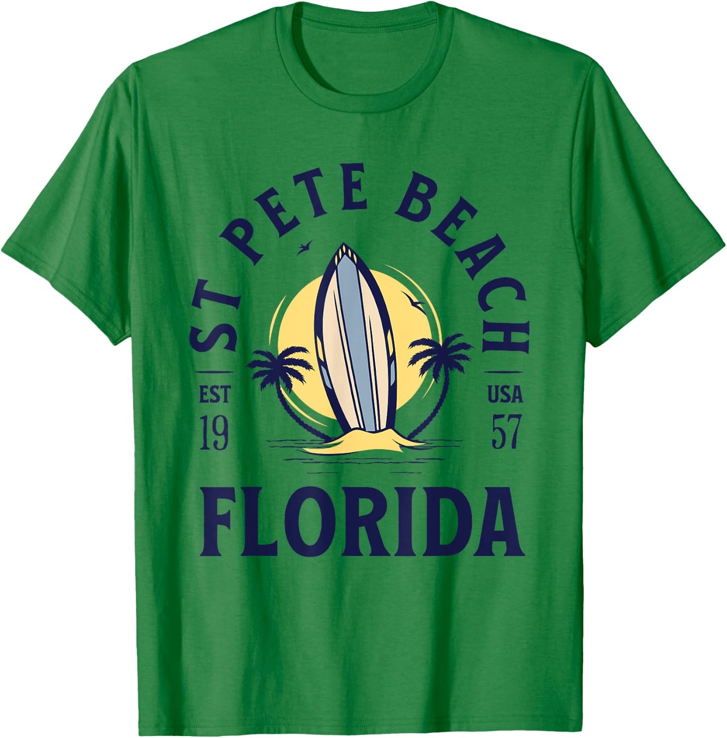 St Pete Florida Beach Surf Summer Vacation Vintage T-Shirt - T-Shirt | Irish Green