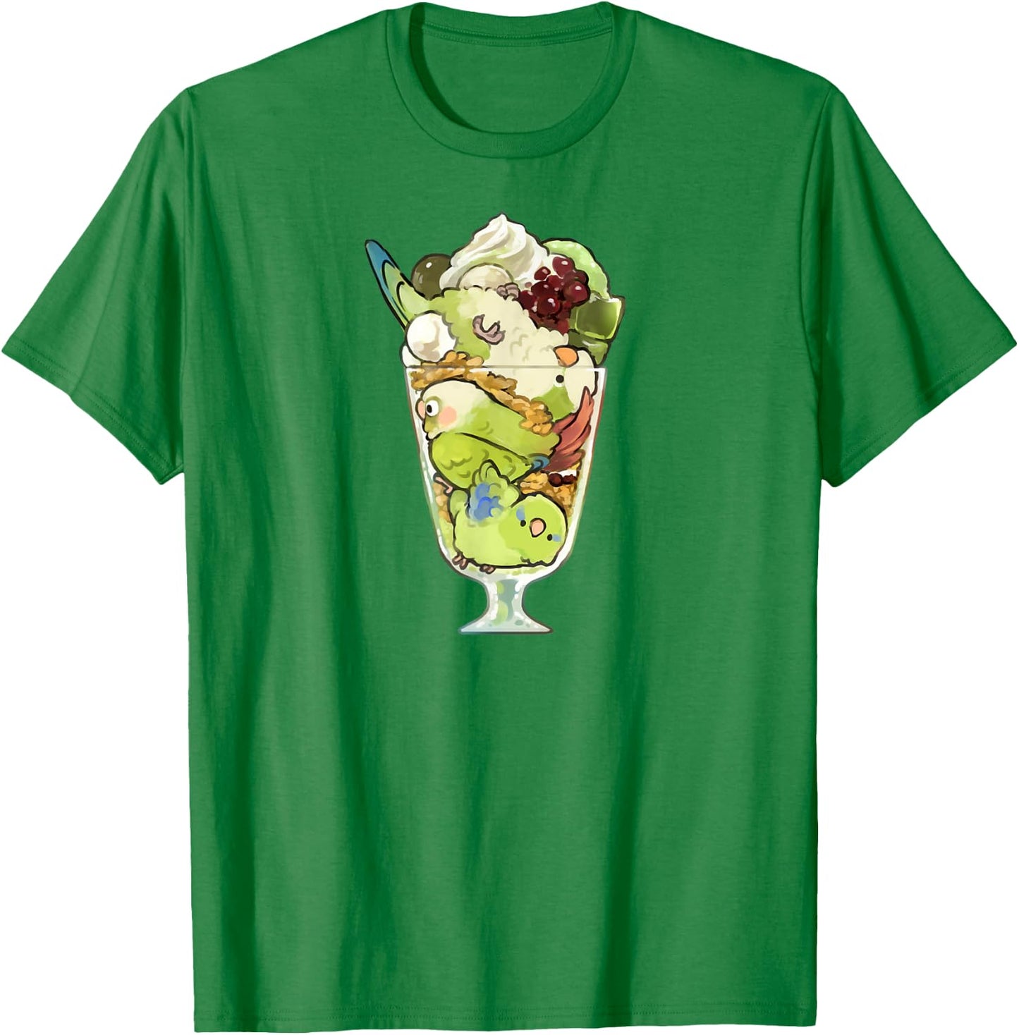 Bird Parfait (Green) Quaker Green Cheek Conure Parrotlet T-Shirt - T-Shirt | Irish Green
