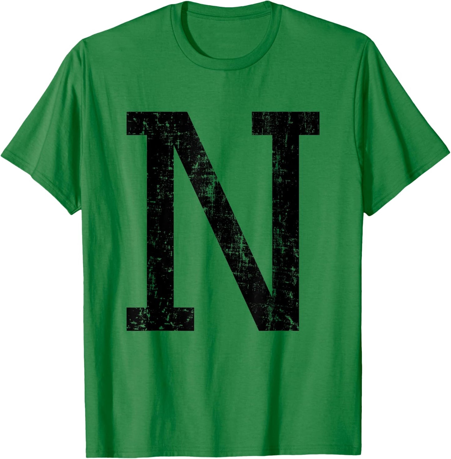 Letter N Capital Alphabet Initial School College Varsity T-Shirt - T-Shirt | Irish Green