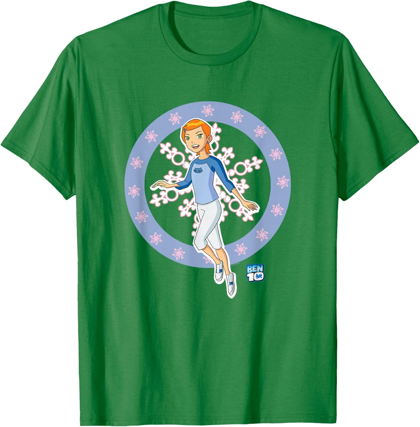 Ben 10: Alien Force Kid Gwen Tennyson Snowflakes Logo T-Shirt - T-Shirt | Irish Green