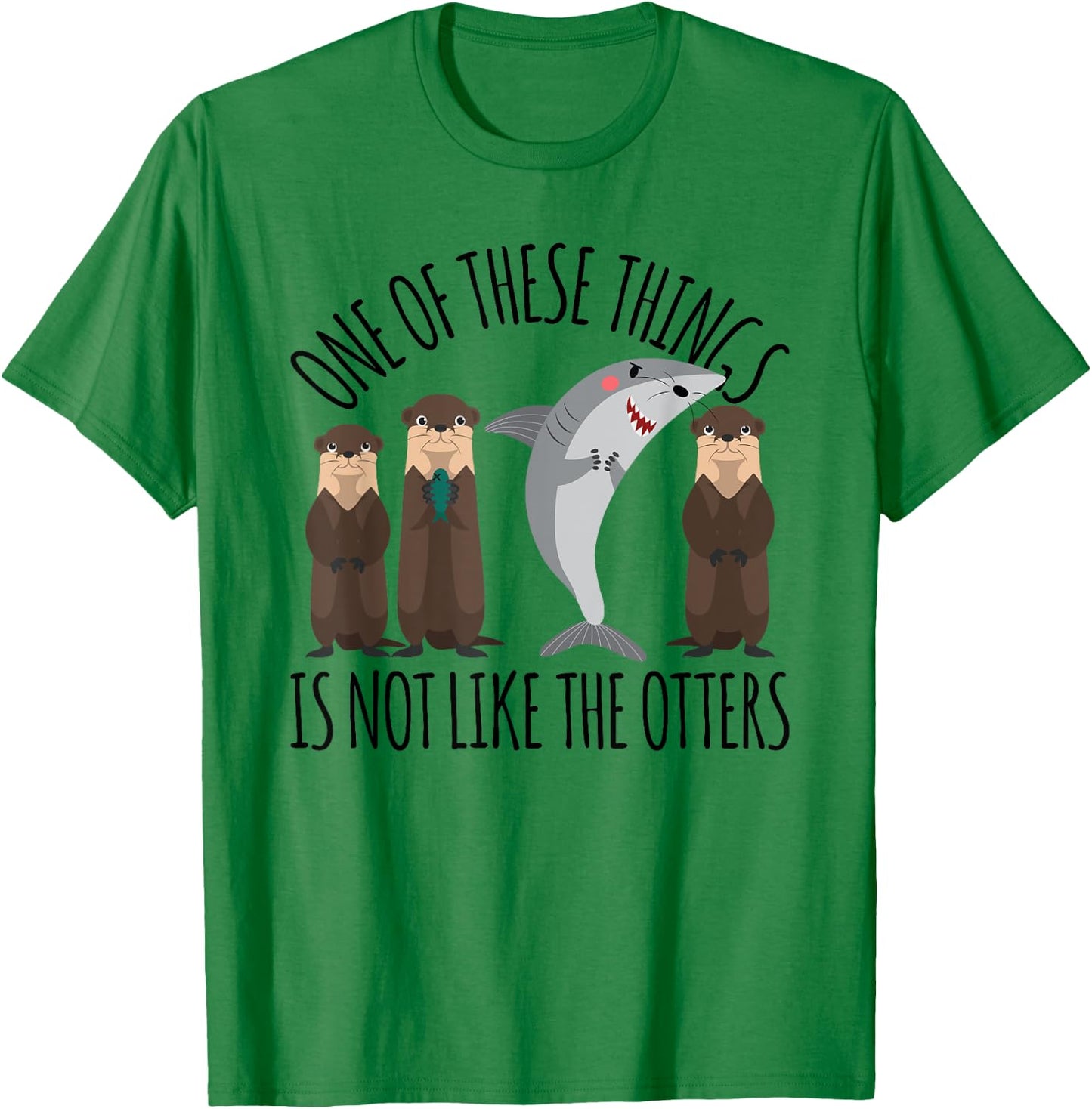 Funny Shark One of These Things Is Not Like the Otters T-Shirt - T-Shirt | Irish Green