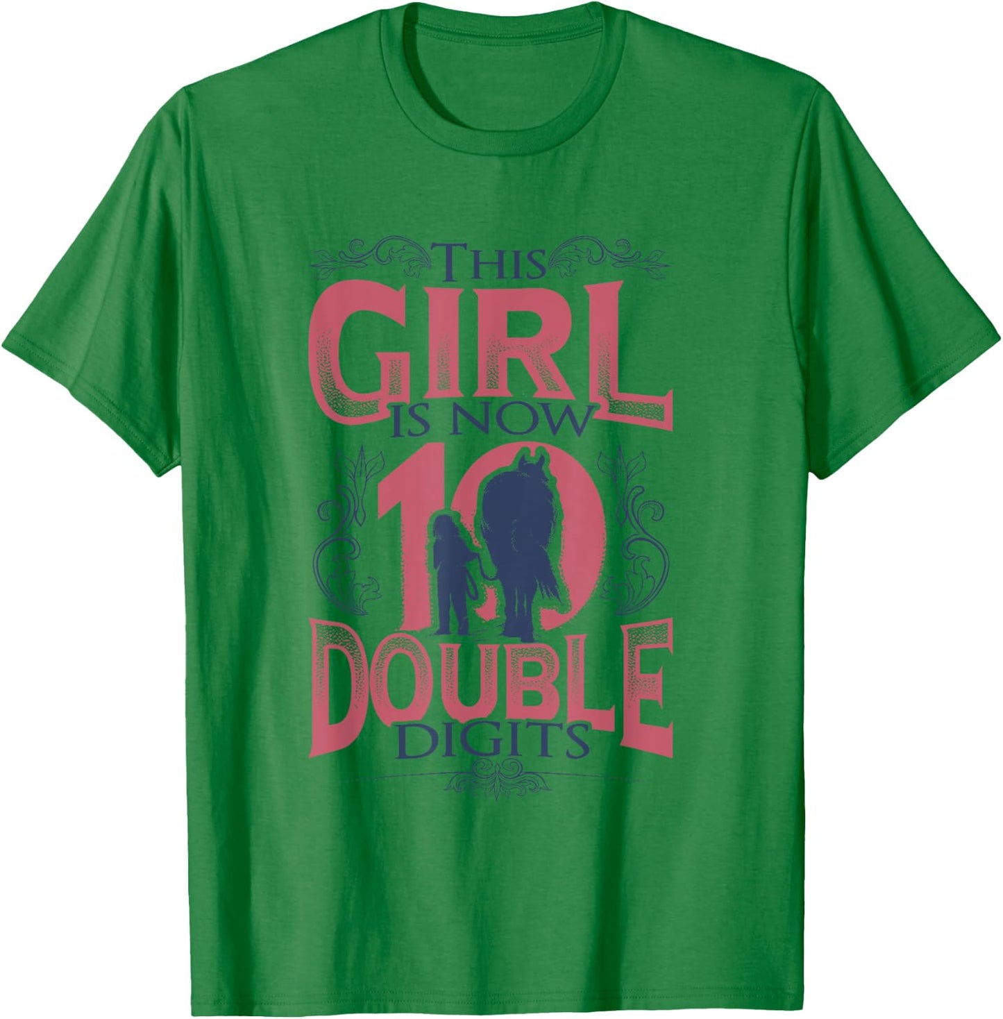 Horse Birthday Girl 10th Birthday T-Shirt - T-Shirt | Irish Green