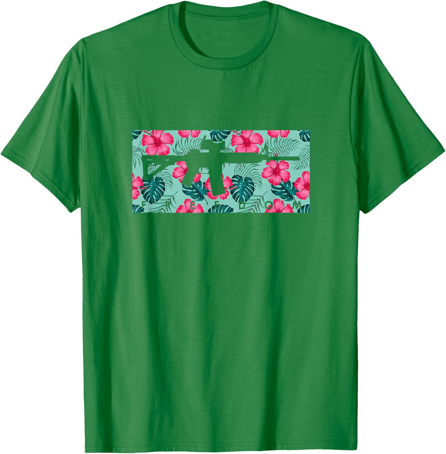Tropical Gun Lover Firearm Beach Hawaiian Gift Aloha AR15 T-Shirt - T-Shirt | Irish Green