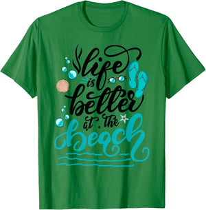 Life is better at the beach summer vacation family matching Women Girls Kids T-Shirt - T-Shirt | Irish Green