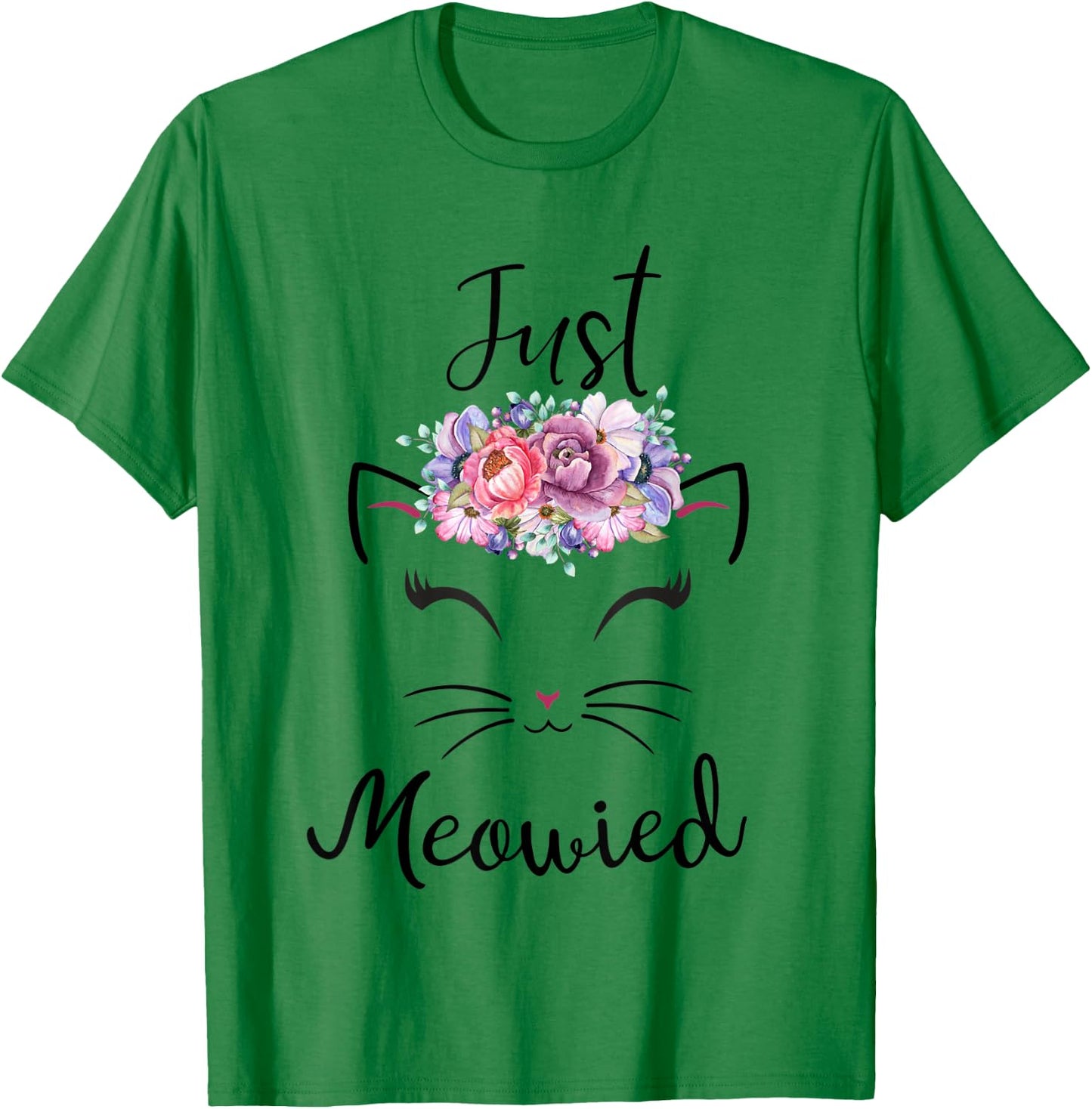 Cute Cat Lover Married Couple Just Meowied Newlyweds Women Kids T-Shirt - T-Shirt | Irish Green