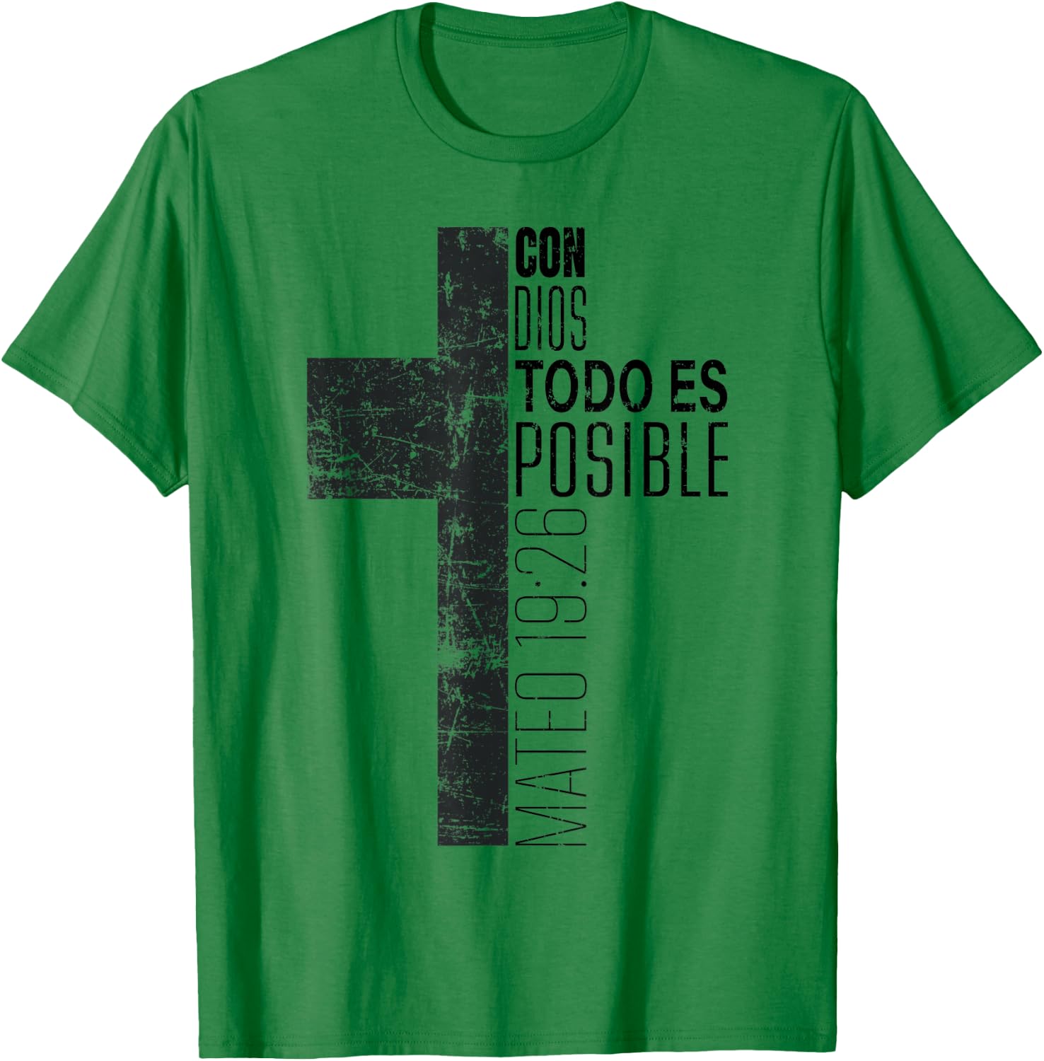 Vintage Christian Spanish Gifts Religious Bible Verse Cross T-Shirt - T-Shirt | Irish Green