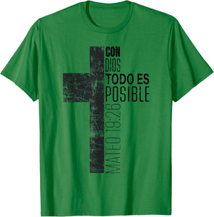 Vintage Christian Spanish Gifts Religious Bible Verse Cross T-Shirt - T-Shirt | Irish Green