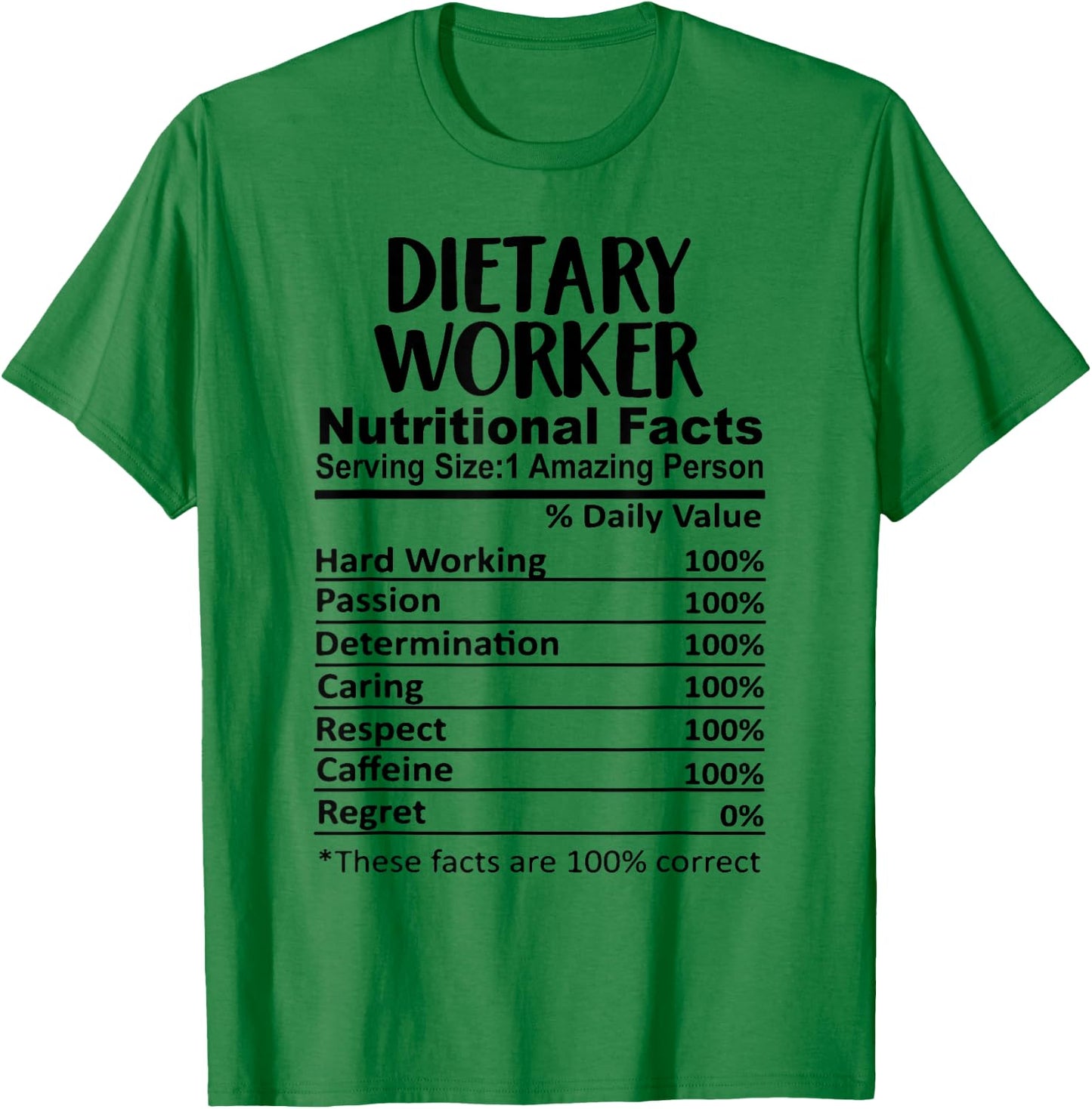 Dietary Worker Nutrition Facts Funny T-Shirt - T-Shirt | Irish Green
