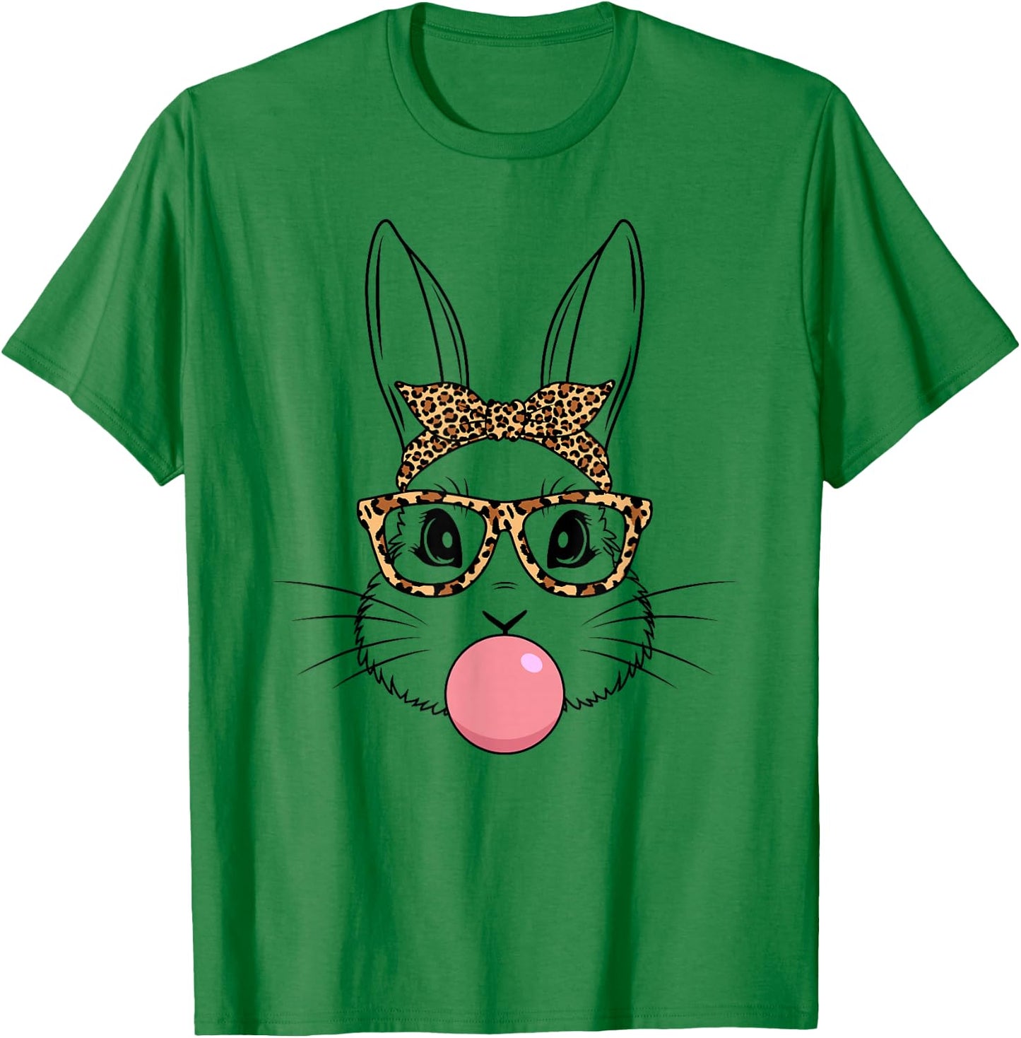 Bunny Face With Glasses Leopard Print Happy Easter Day Women T-Shirt - T-Shirt | Irish Green