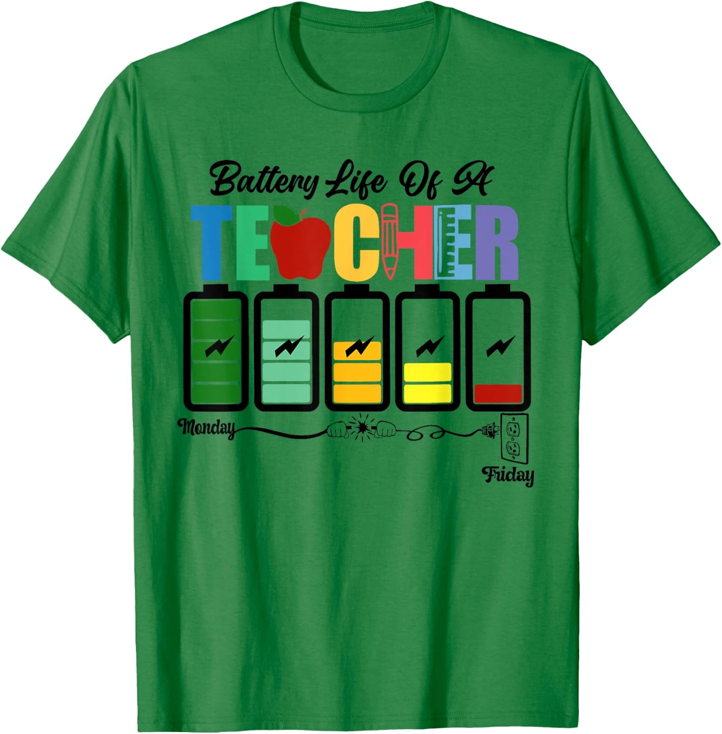 Battery Life of a Teacher Funny School Classroom Women T-Shirt - T-Shirt | Irish Green
