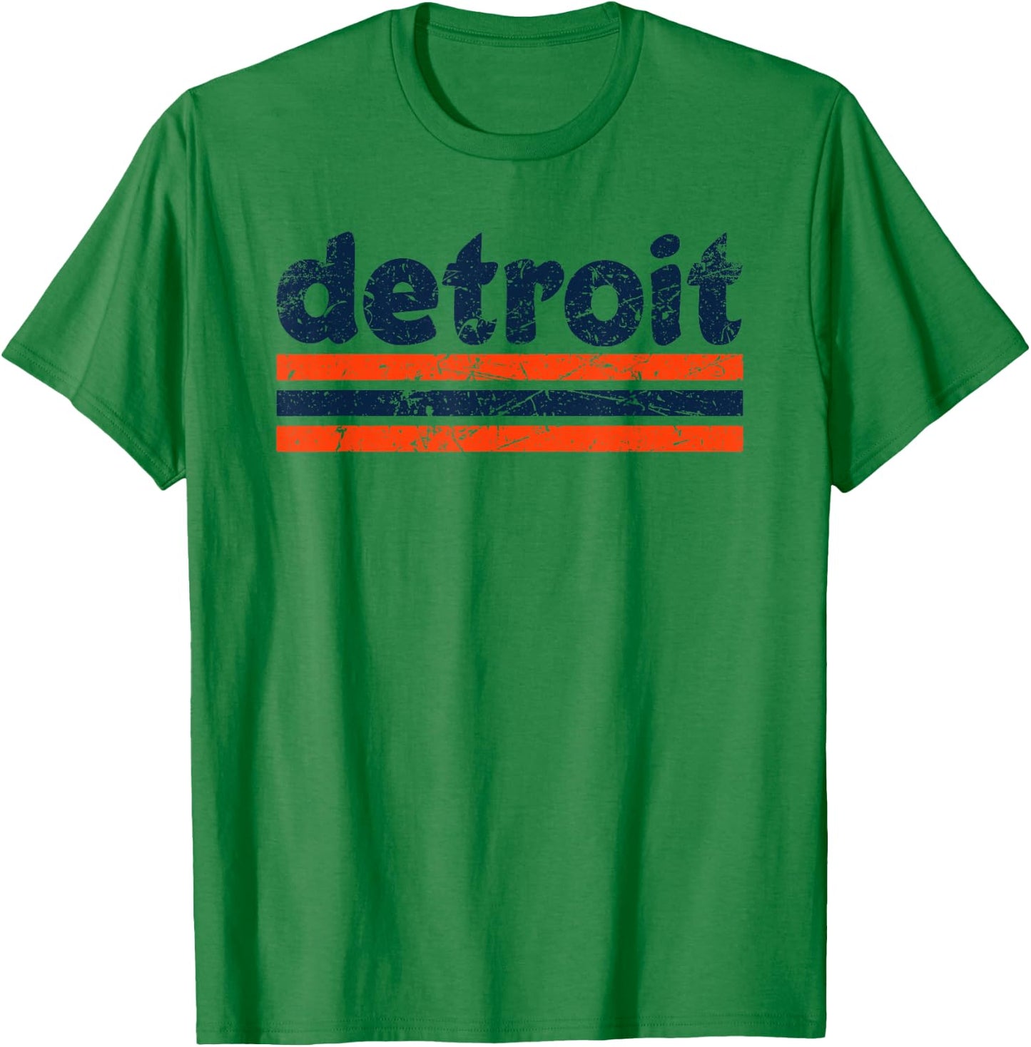 Detroit Michigan Three Stripe Vintage Weathered T-Shirt - T-Shirt | Irish Green