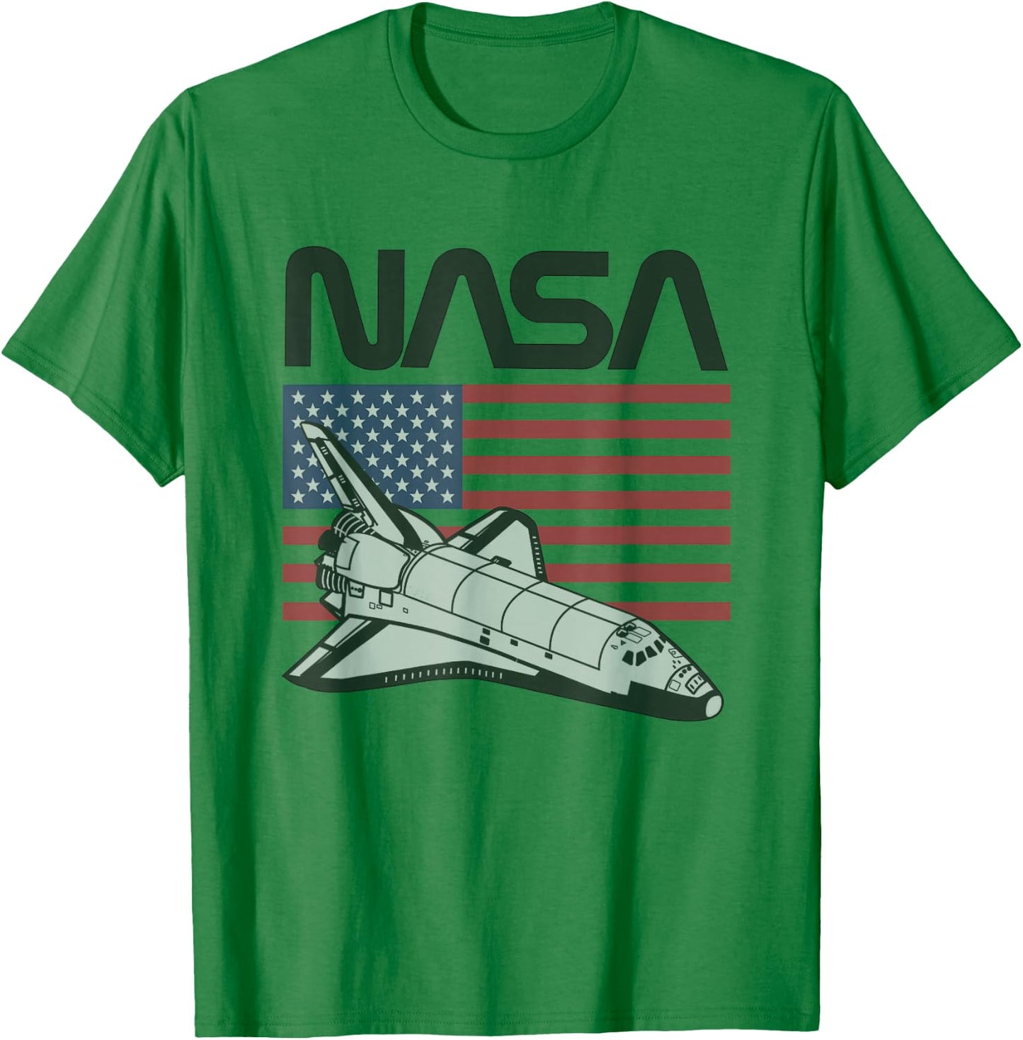 NASA Americana Iconic Space Shuttle Flag Big Chest Poster V2 T-Shirt - T-Shirt | Irish Green