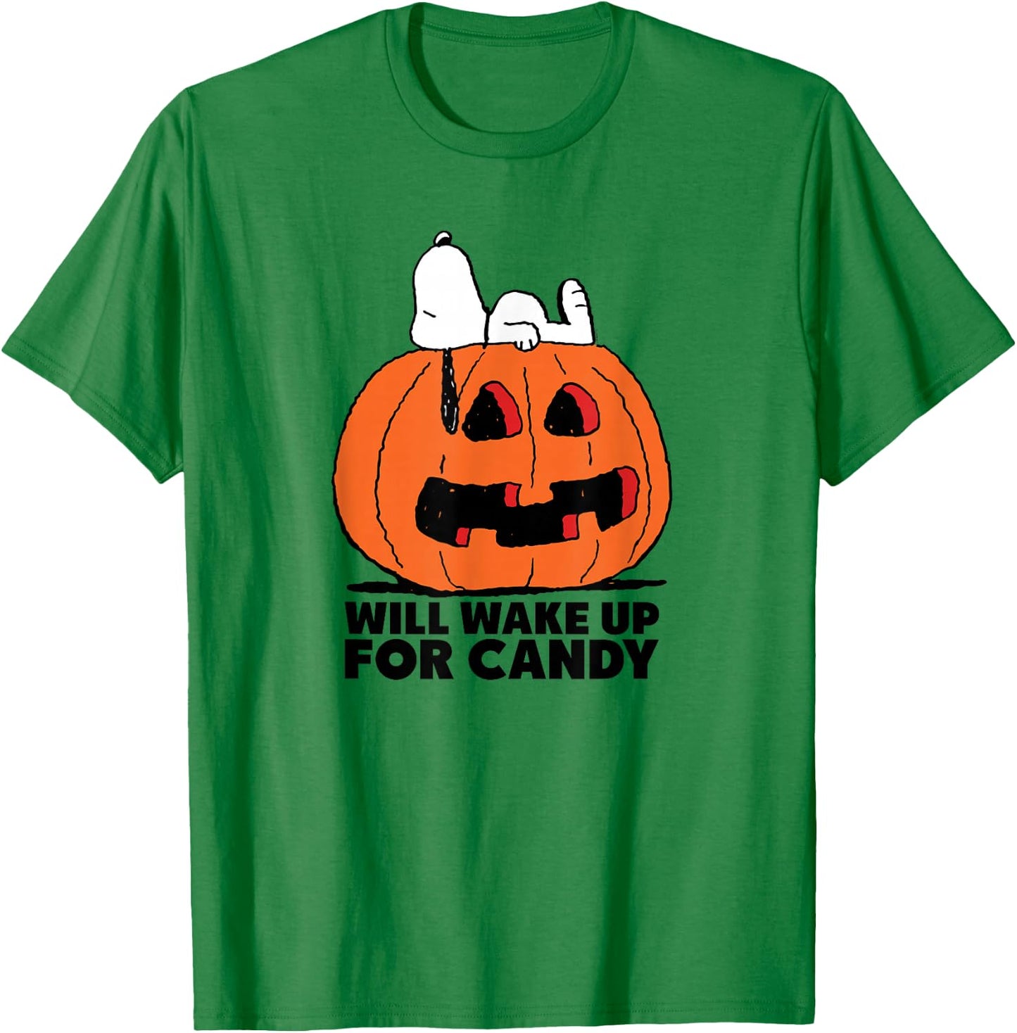 Peanuts Halloween Snoopy Wake For Candy T-Shirt - T-Shirt | Irish Green