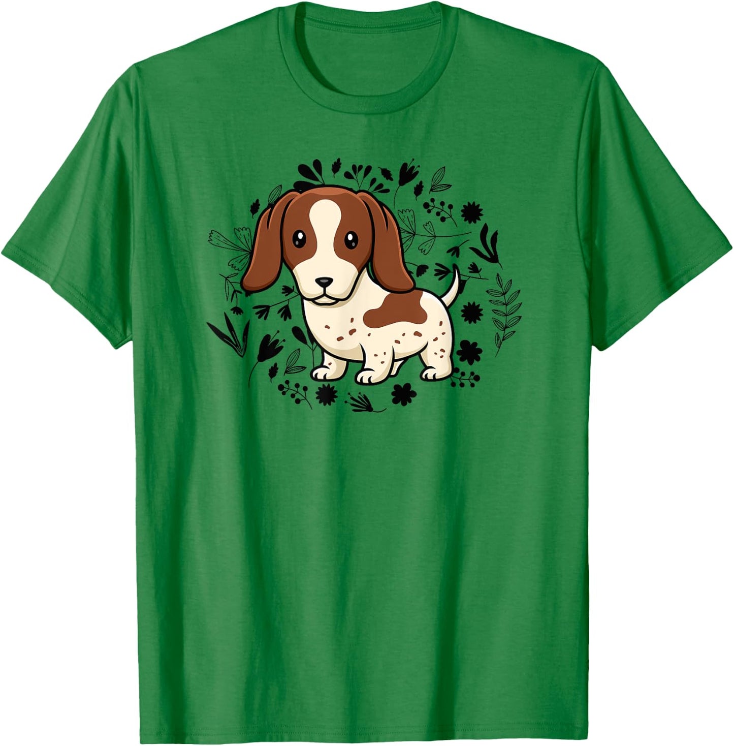 Floral Piebald Dachshund Lover Doxie Mom Dog Mama Lover T-Shirt - T-Shirt | Irish Green