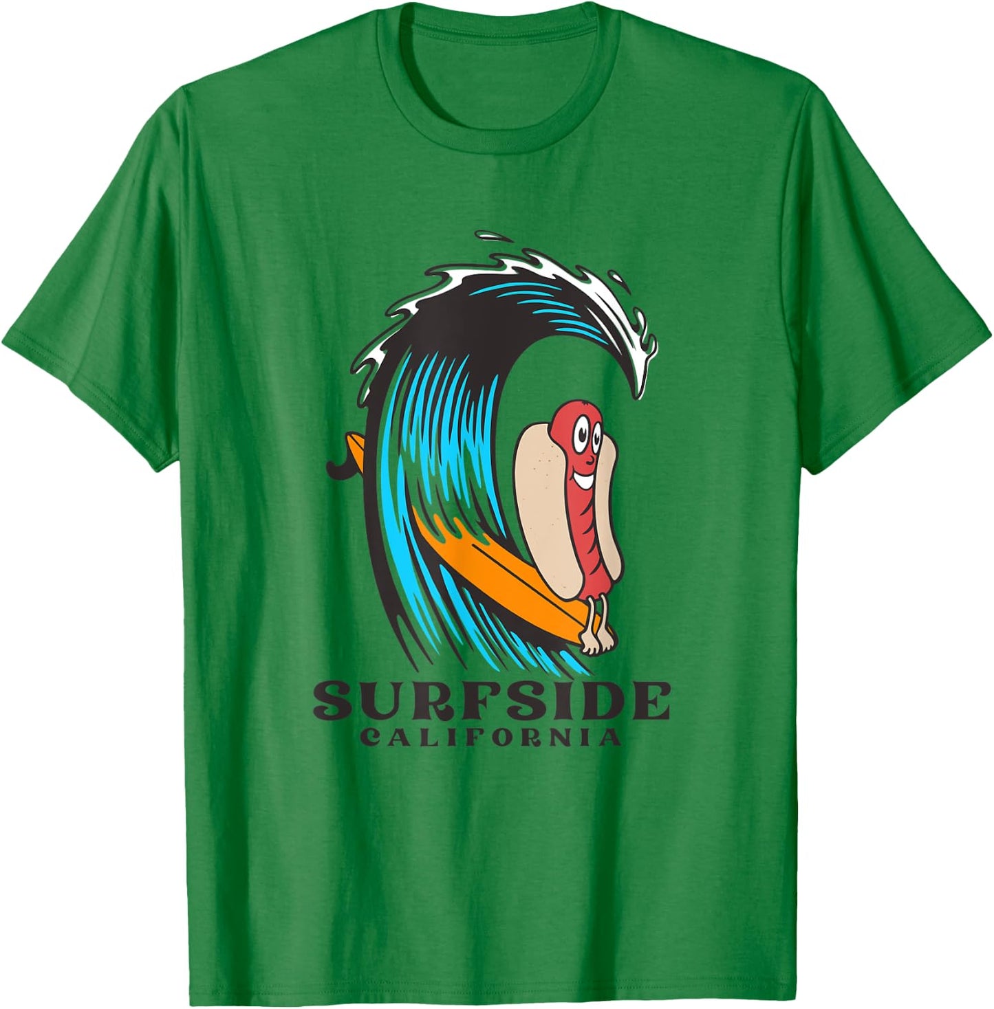 Surfside California Surfing Hot Dog Women Kids T-Shirt - T-Shirt | Irish Green