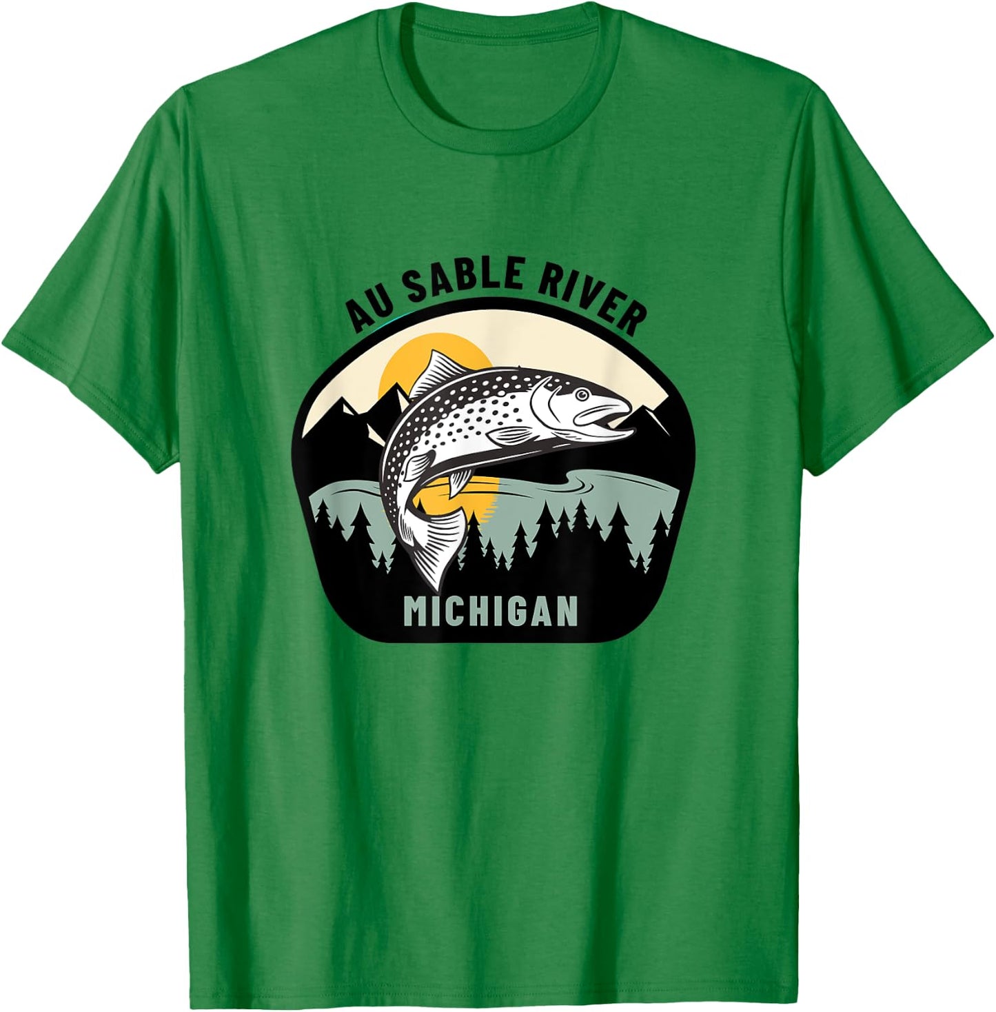 Au Sable River Michigan - Fly Fishing T-Shirt - T-Shirt | Irish Green