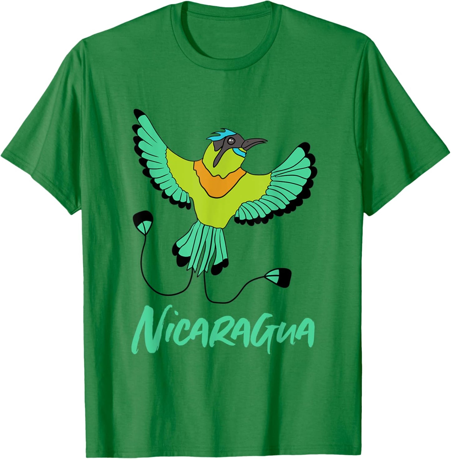 Nicaragua Guardabarranco Colourful National Bird T-Shirt - T-Shirt | Irish Green