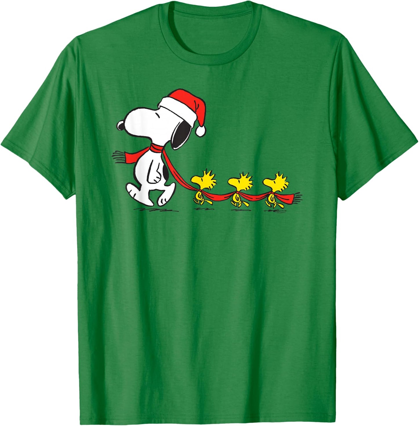 Peanuts Snoopy and Woodstock Holiday Short Sleeve T-Shirt - T-Shirt | Irish Green