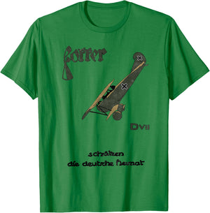 Fokker D.II WW1 German Biplane Airplane Vintage T-Shirt - T-Shirt | Irish Green