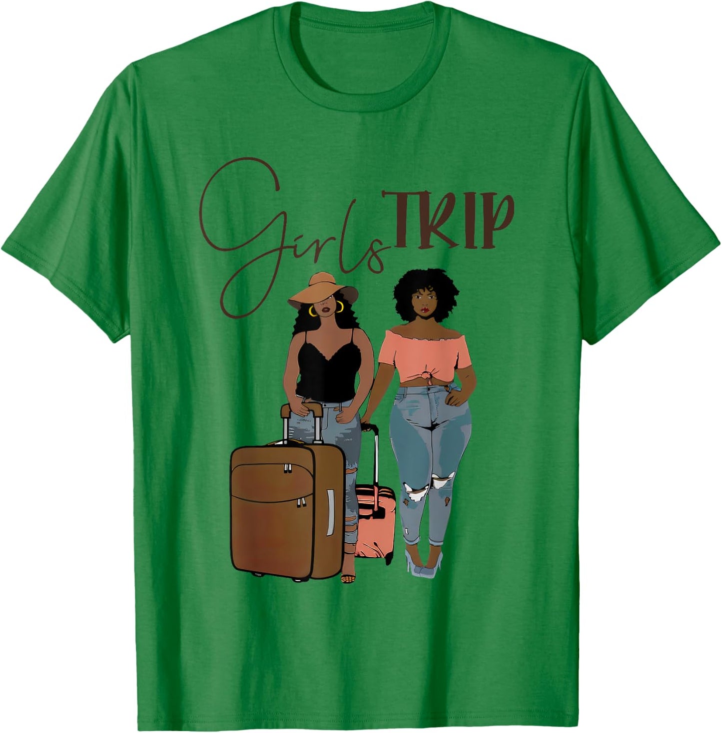 Girls Trip Black Girl Afro Novetly T-Shirt - T-Shirt | Irish Green