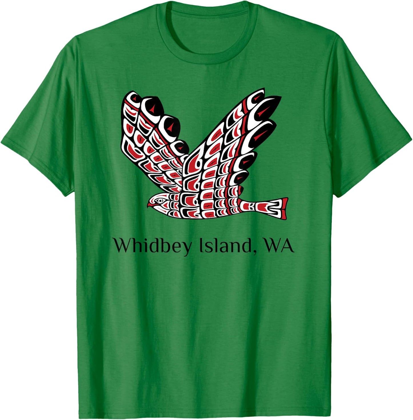 Whidbey Island Washington Red Tail Hawk PNW Native American T-Shirt - T-Shirt | Irish Green