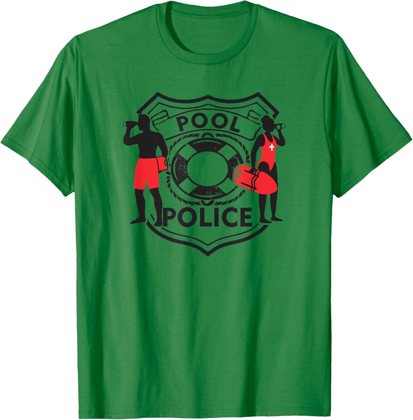 Pool Police, Lifeguard, Funny Pool, Security T-Shirt - T-Shirt | Irish Green